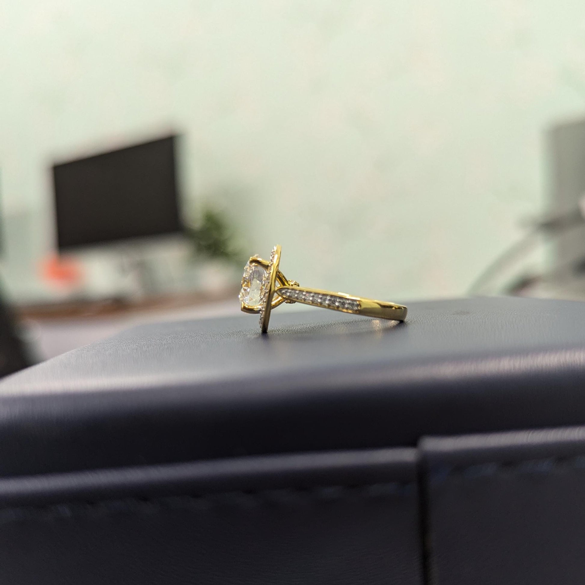 Round 3.40tcw Lab Diamond Halo Engagement Ring | DEF Color | IGI Certified | Pave Set VVS–VS