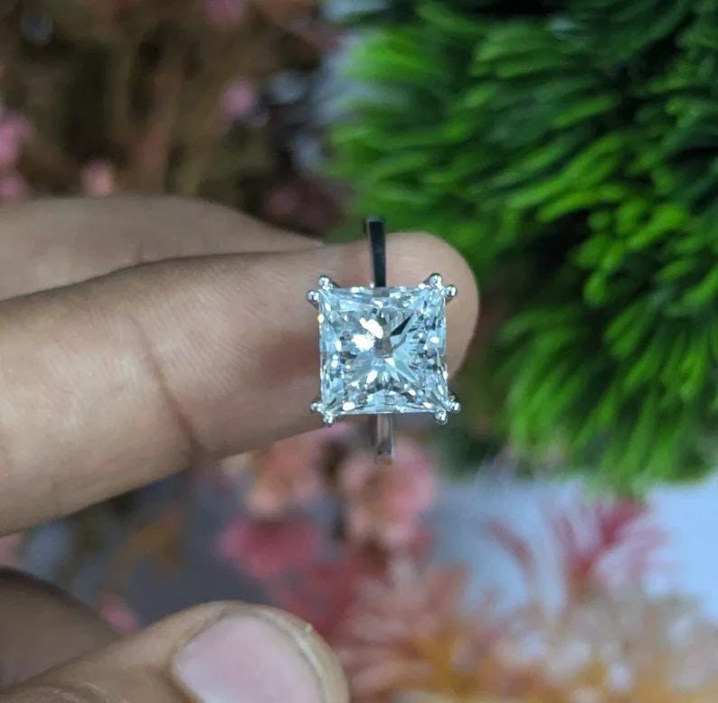 Princess 5.50ct Lab Diamond Double Prong Solitaire Ring | IGI | D-E-F | VVS–VS