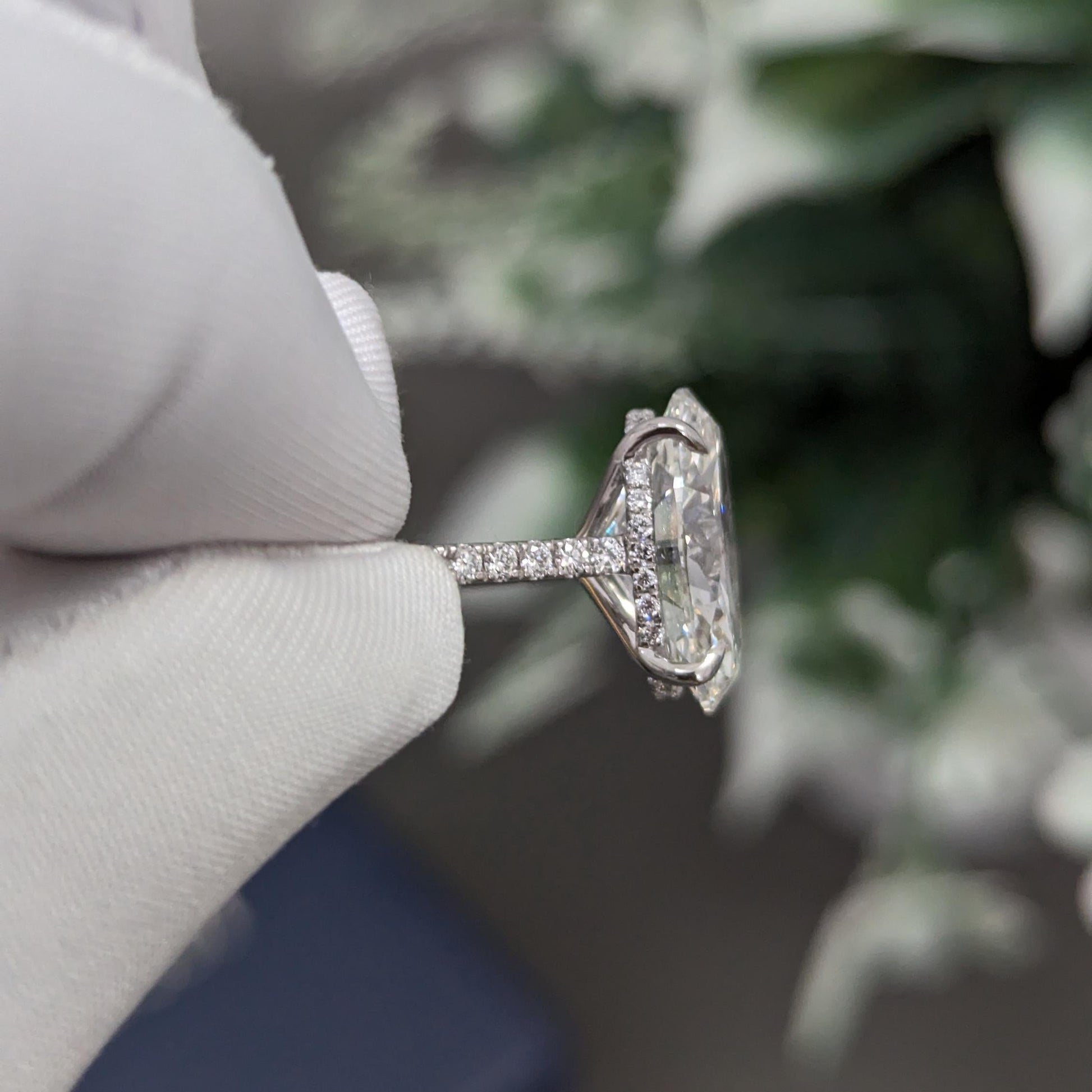 Oval 5.40tcw Lab Diamond Hidden Halo Pave Engagement Ring | IGI Certified | DEF VVS–VS