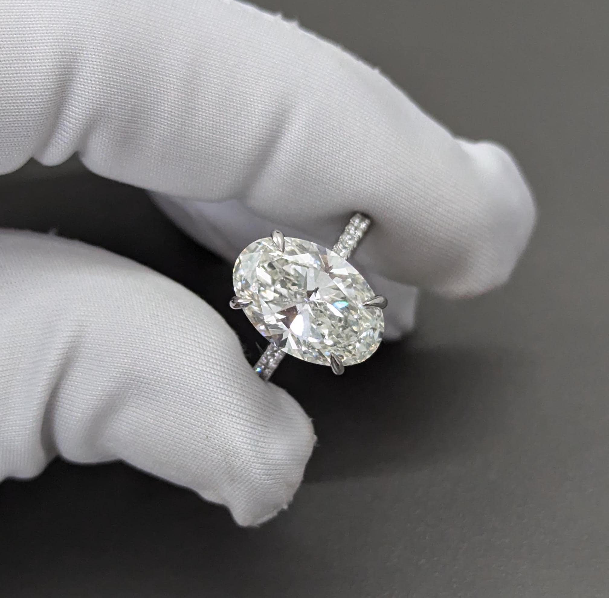 Oval 5.40tcw Lab Diamond Hidden Halo Pave Engagement Ring | IGI Certified | DEF VVS–VS