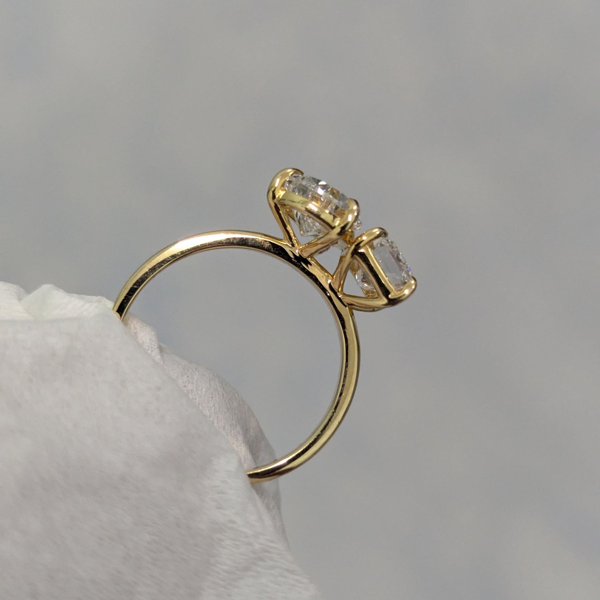 Pear & Emerald 3.00tcw Lab Grown Toi et Moi Engagement Ring | IGI Certified