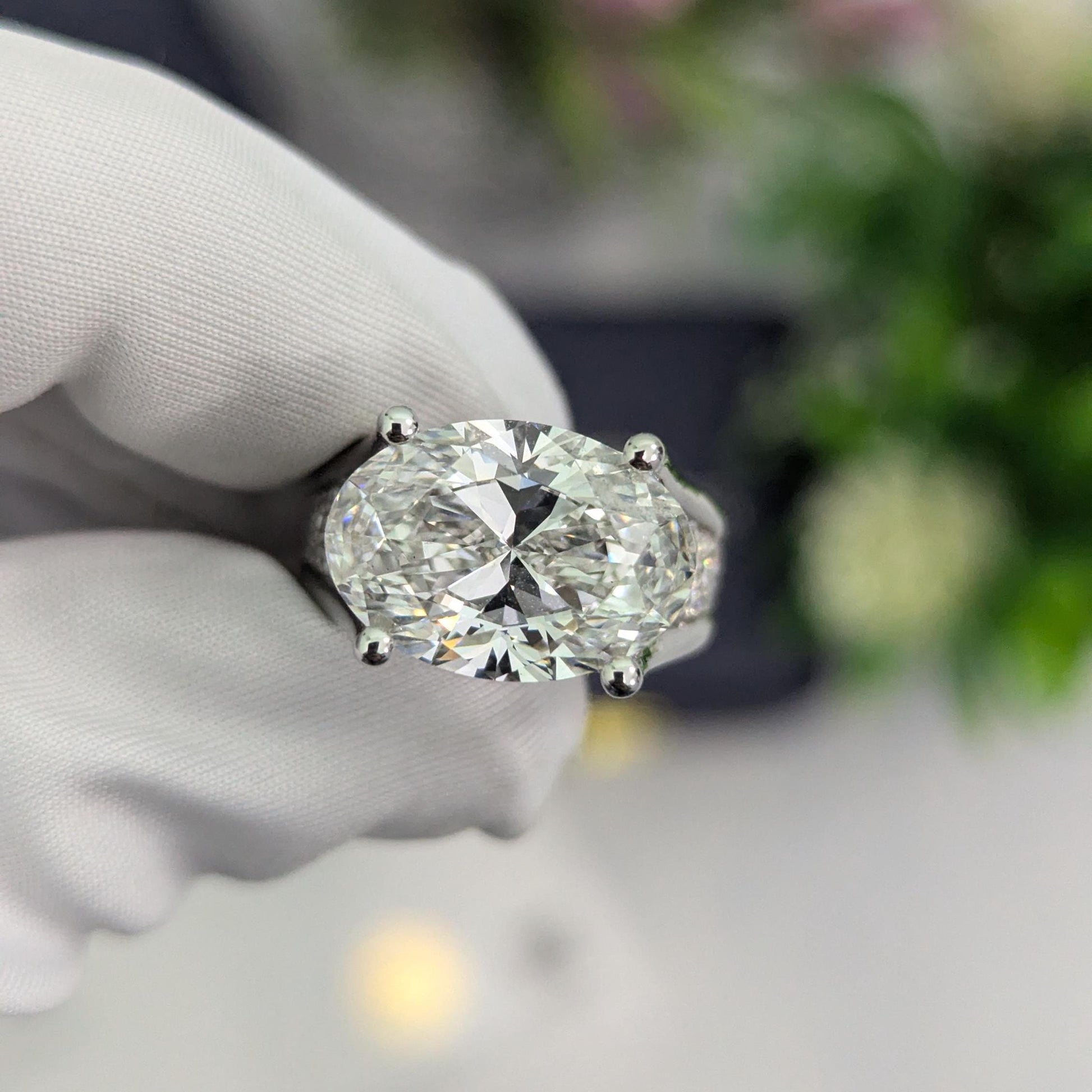 8.50tcw Oval Lab Diamond Tension Style Ring | White Gold | IGI D-E-F VVS–VS