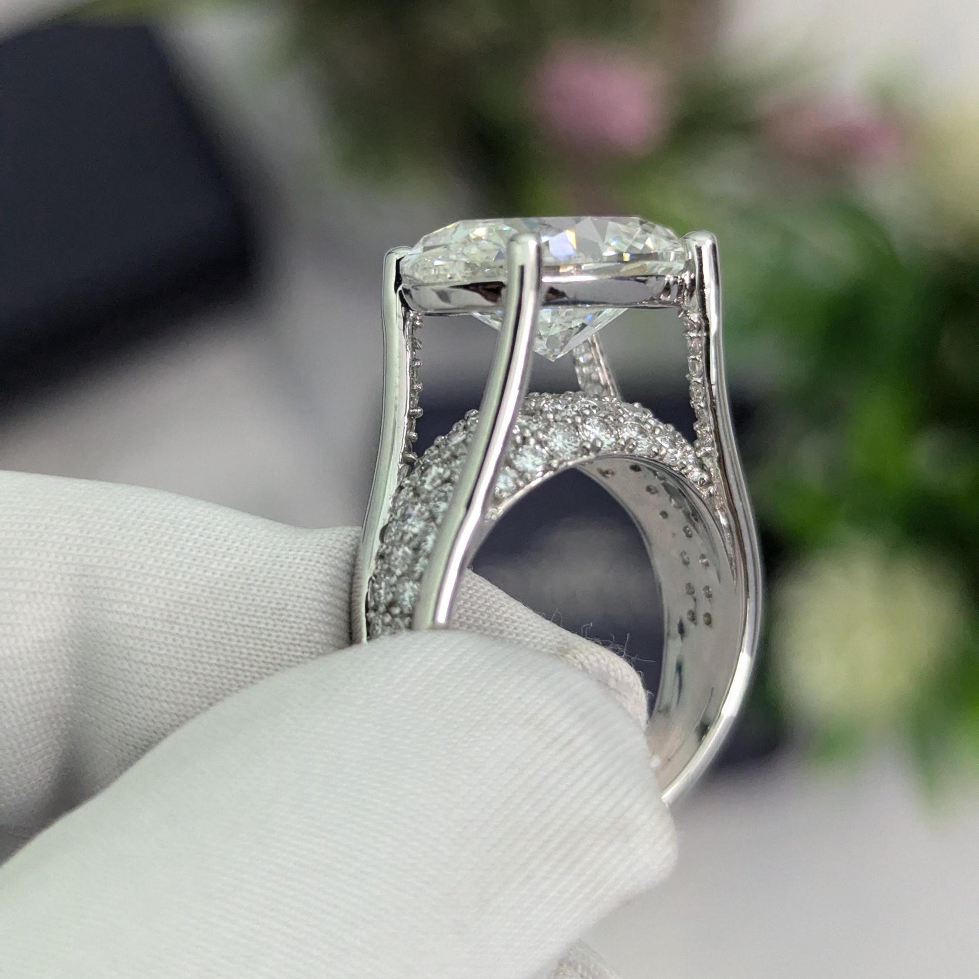 8.50tcw Oval Lab Diamond Tension Style Ring | White Gold | IGI D-E-F VVS–VS