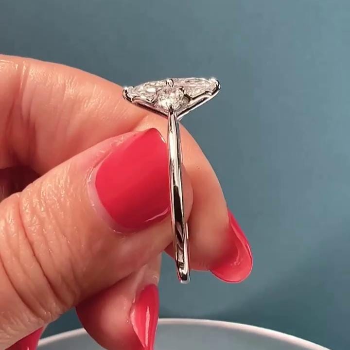 Marquise 3.50tcw Lab Diamond Engagement Ring | Three Stone | Pear Side Stones