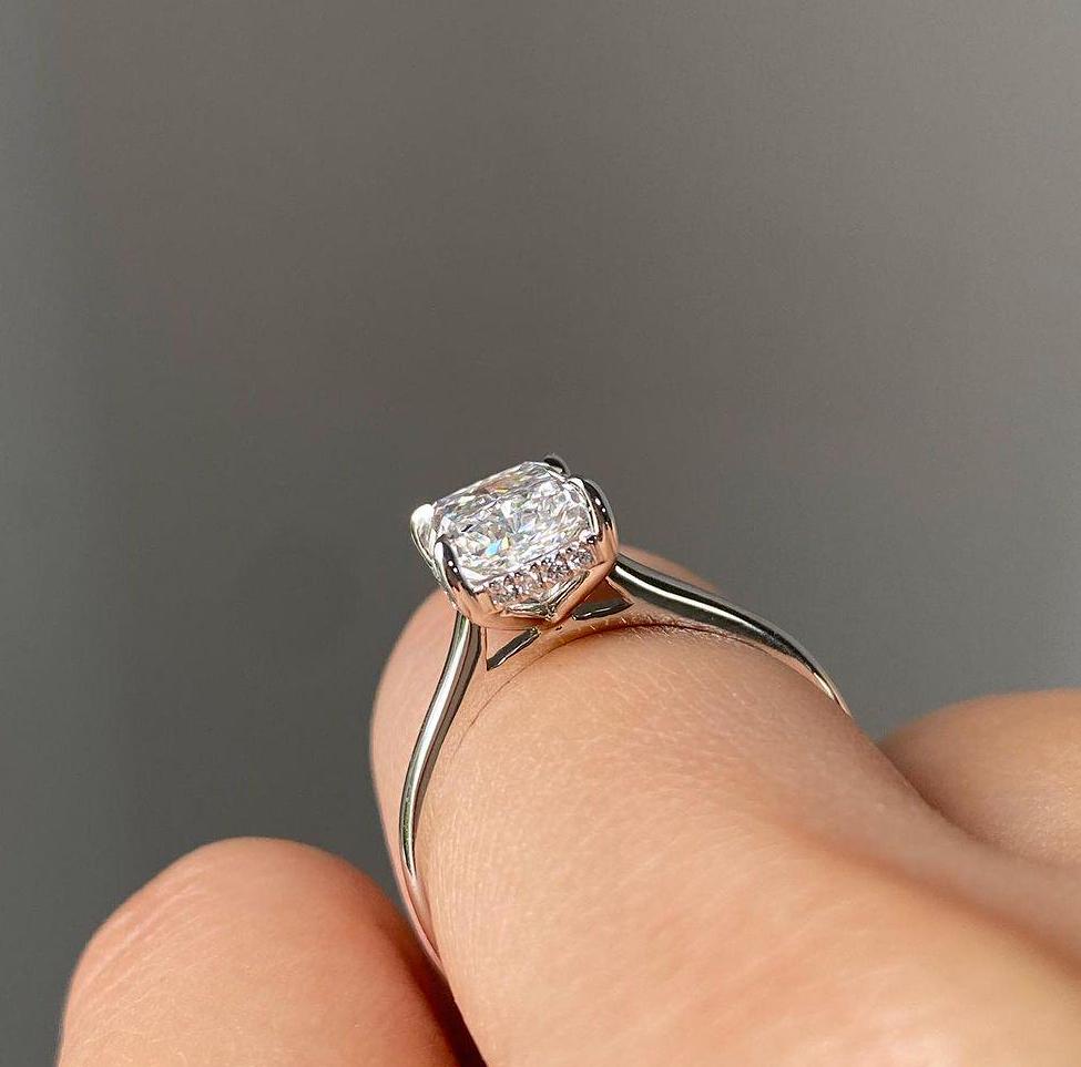 Radiant 3.10tcw Lab-Grown Diamond Ring | Hidden Halo Setting | IGI Certified | Ethical Ring