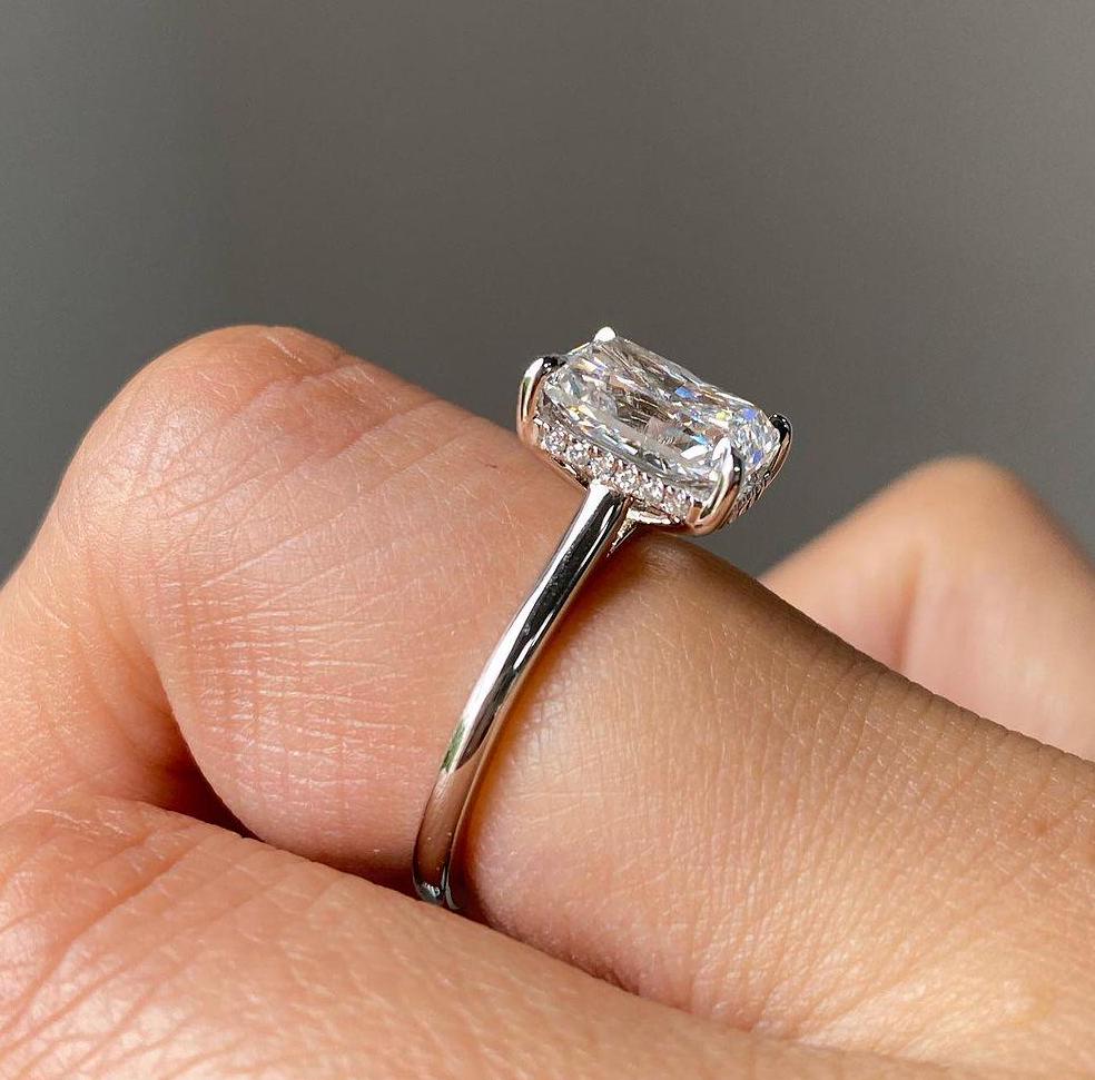 Radiant 3.10tcw Lab-Grown Diamond Ring | Hidden Halo Setting | IGI Certified | Ethical Ring