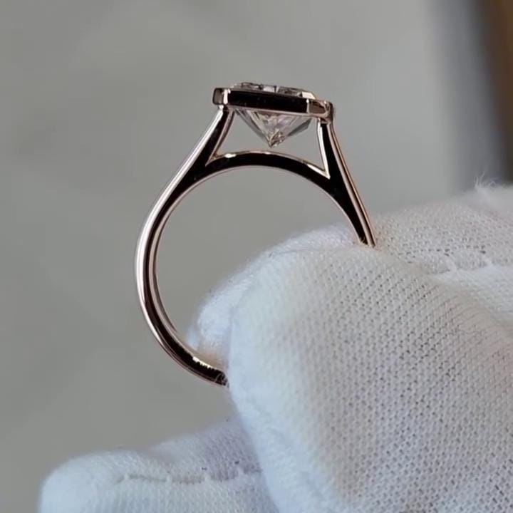 Radiant 3.00ct Lab Diamond Bezel Engagement Ring | IGI Certified | White Gold