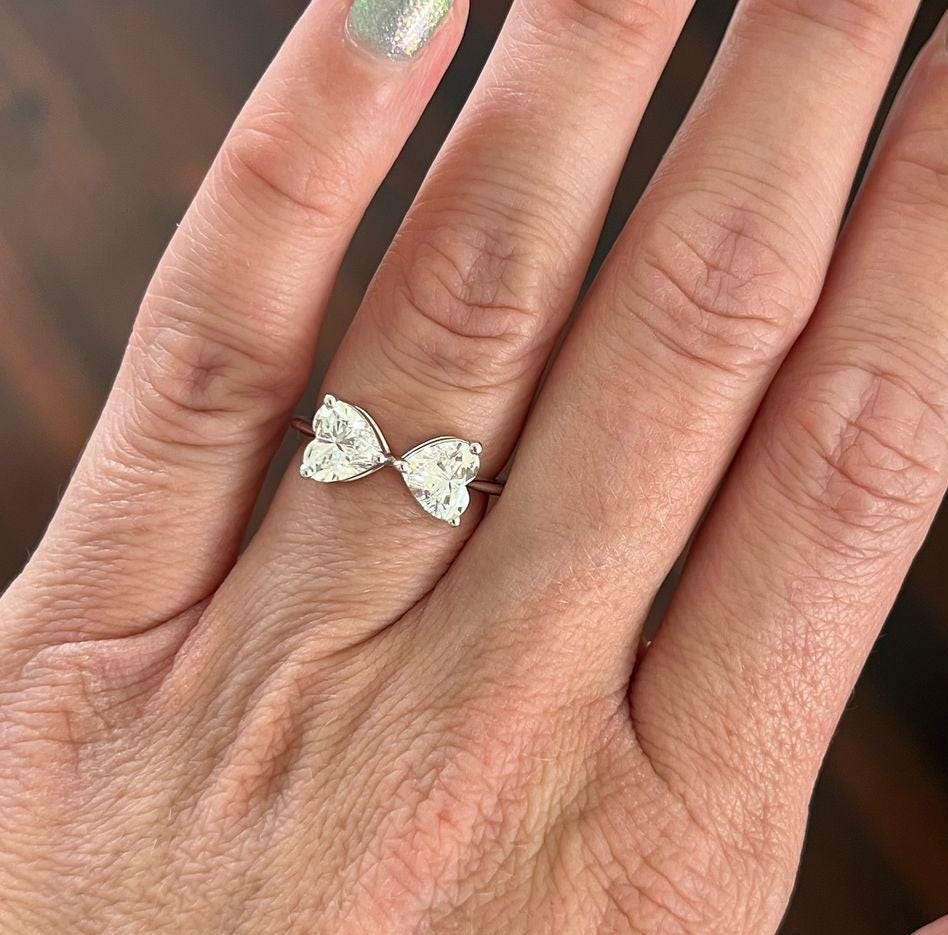 2.00tcw Heart Toi Et Moi Lab Diamond Ring | IGI Certified | DEF VVS | Ethical Engagement