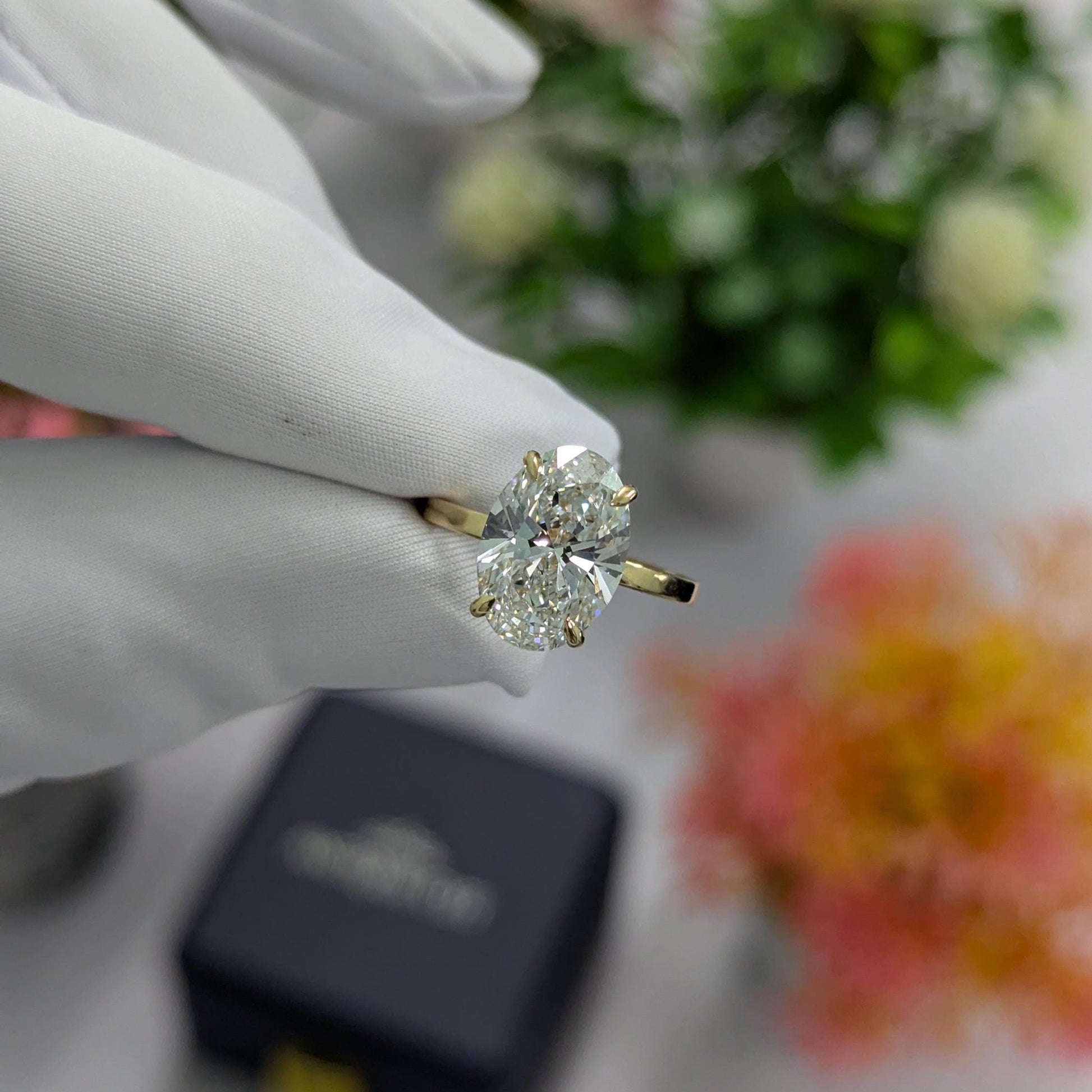 Oval 4.10tcw Lab Diamond Hidden Halo Engagement Ring | IGI Certified DEF VVS–VS Clarity