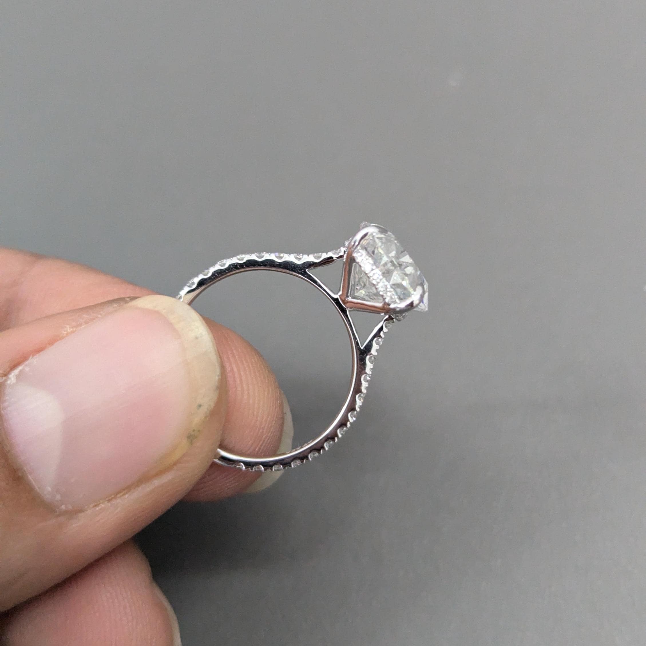 Oval 5.40tcw Lab Diamond Hidden Halo Pave Engagement Ring | IGI Certified | DEF VVS–VS