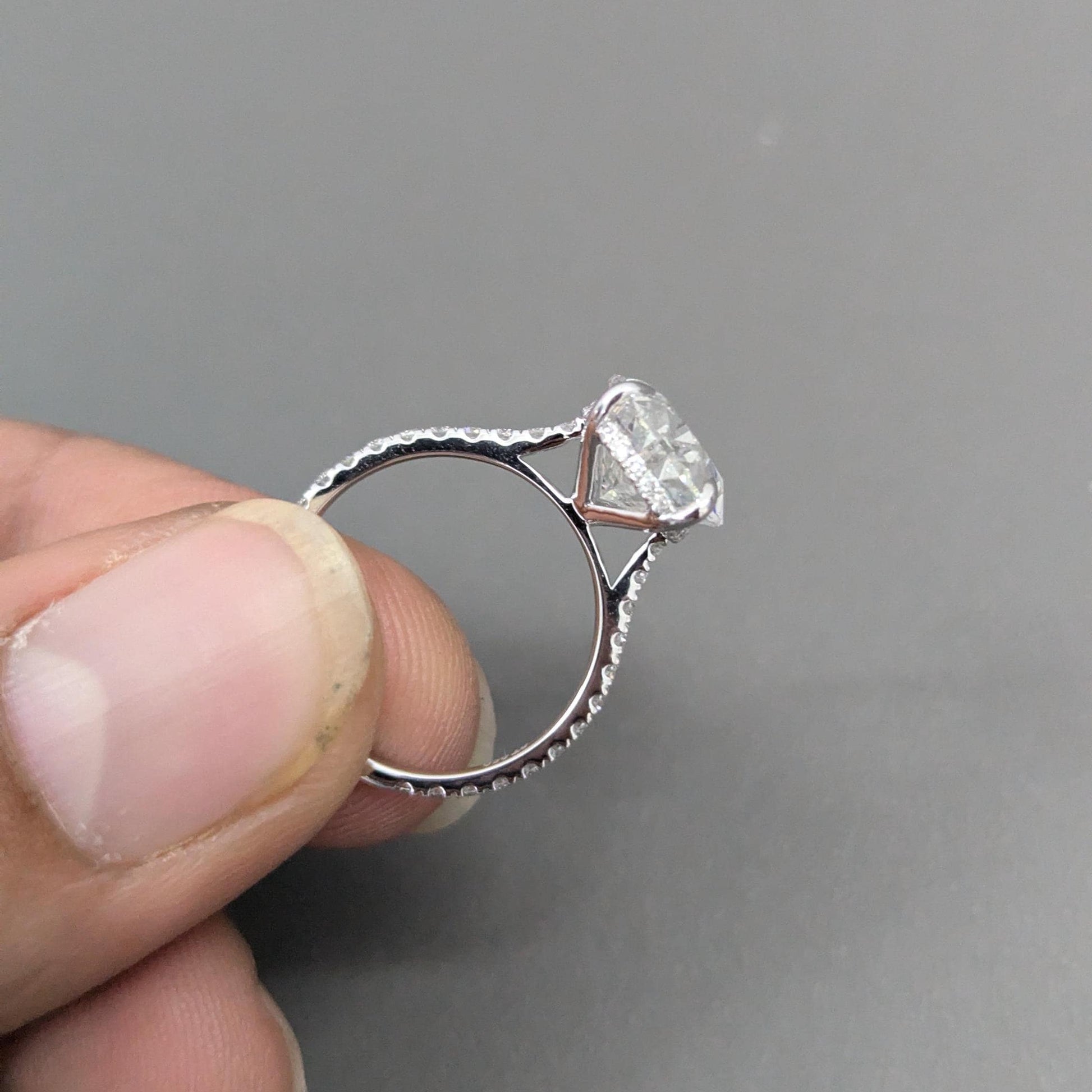 Oval 5.40tcw Lab Diamond Hidden Halo Pave Engagement Ring | IGI Certified | DEF VVS–VS