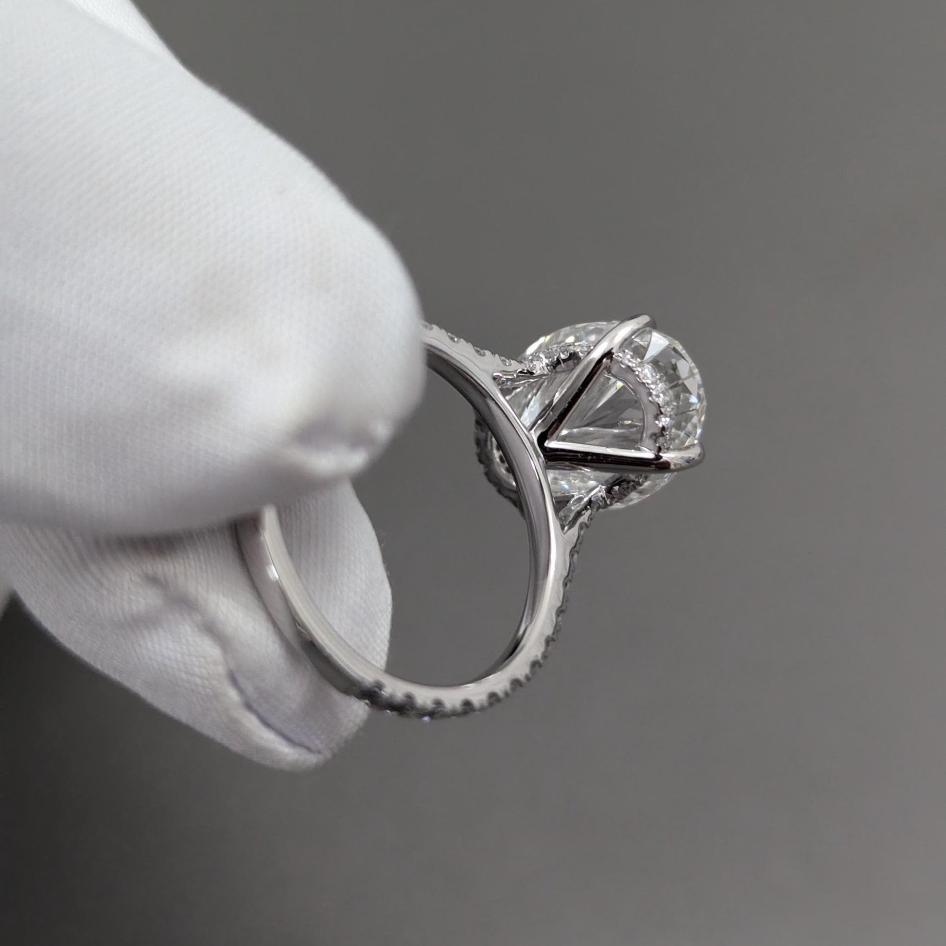 Oval 5.40tcw Lab Diamond Hidden Halo Pave Engagement Ring | IGI Certified | DEF VVS–VS