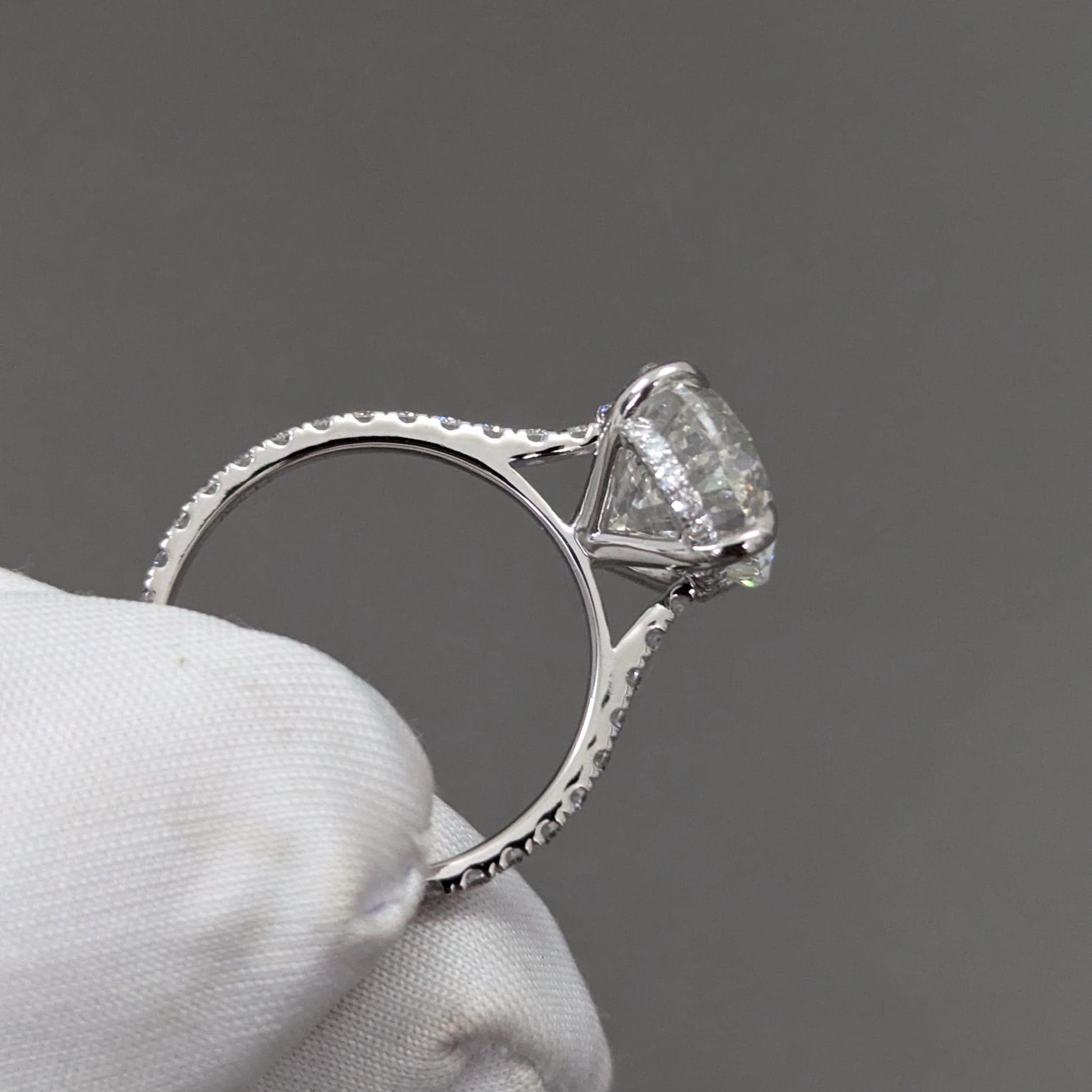 Oval 5.40tcw Lab Diamond Hidden Halo Pave Engagement Ring | IGI Certified | DEF VVS–VS