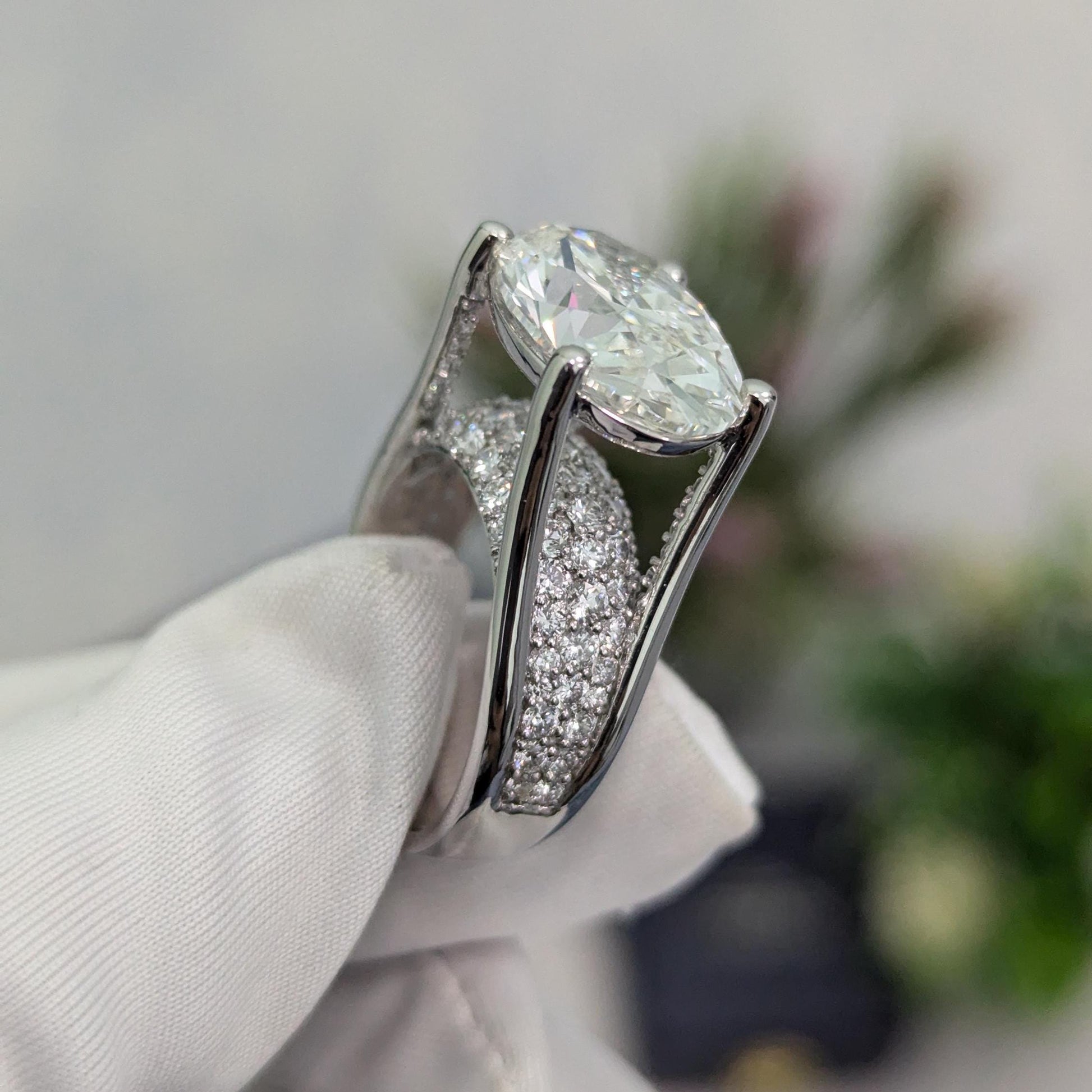 8.50tcw Oval Lab Diamond Tension Style Ring | White Gold | IGI D-E-F VVS–VS