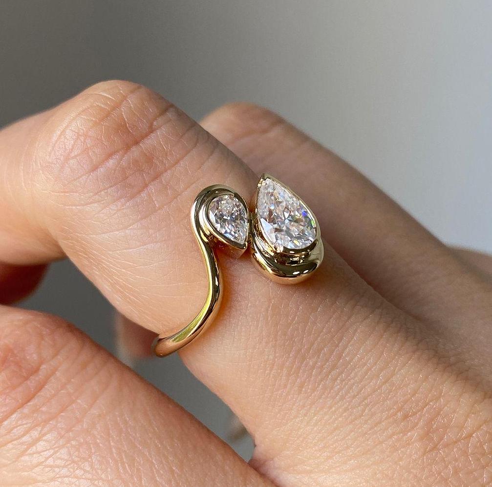 Double Pear 1.50tcw Lab Diamond Engagement Ring | IGI Certified | D-E-F | VVS–VS