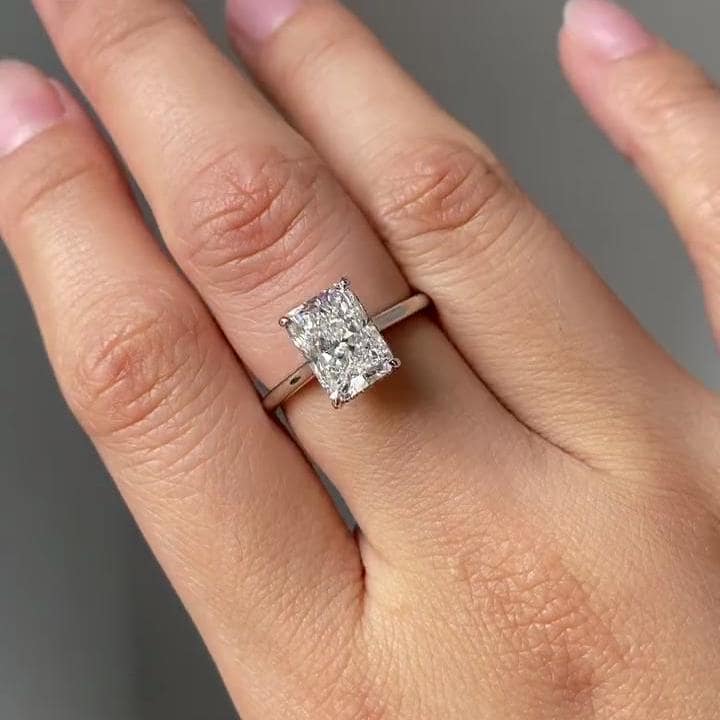 Radiant 3.10tcw Lab-Grown Diamond Ring | Hidden Halo Setting | IGI Certified | Ethical Ring