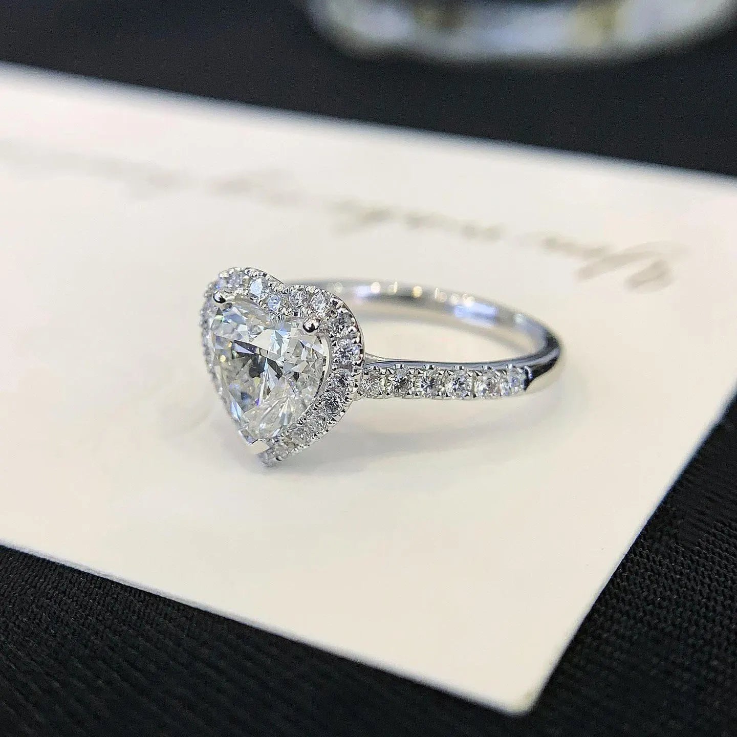 2.20tcw Heart Lab Grown Diamond Engagement Ring | Halo Pavé Cathedral | IGI Certified | Custom Gold