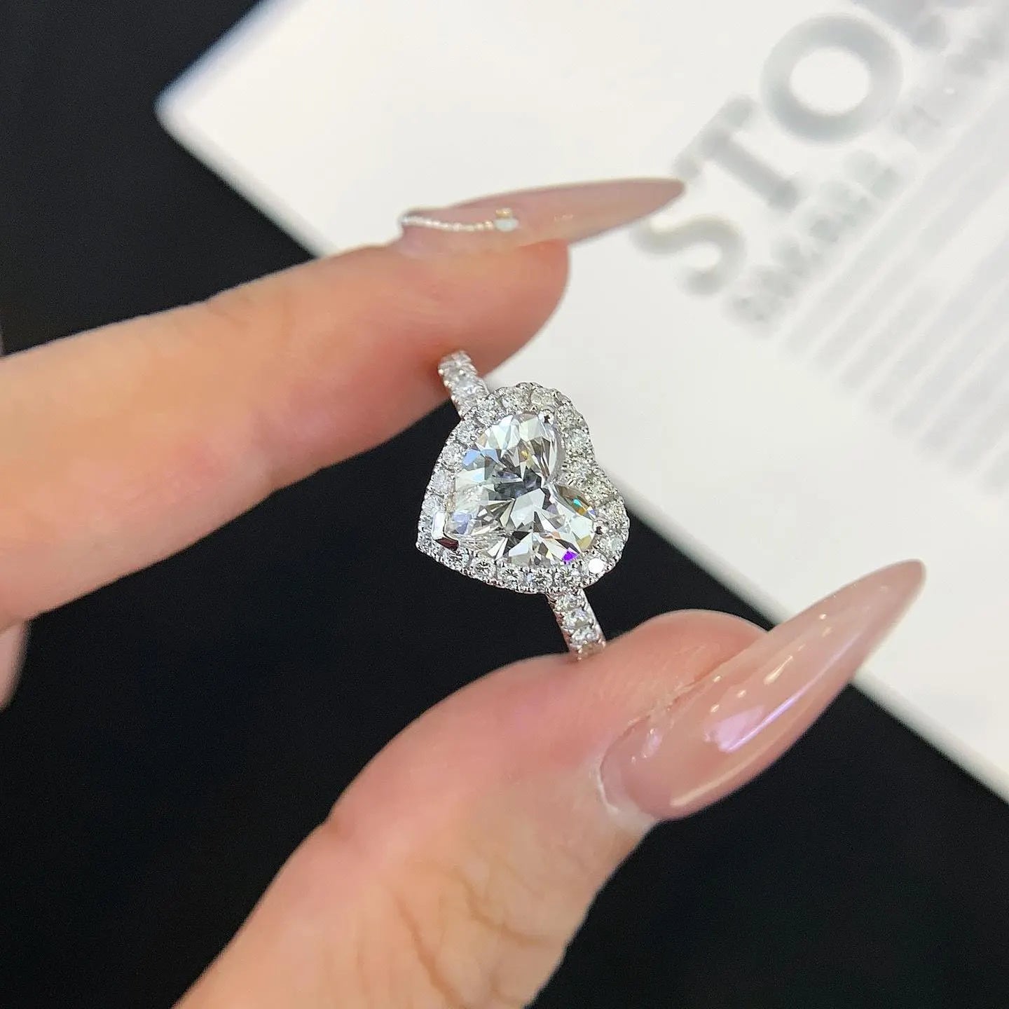 2.20tcw Heart Lab Grown Diamond Engagement Ring | Halo Pavé Cathedral | IGI Certified | Custom Gold