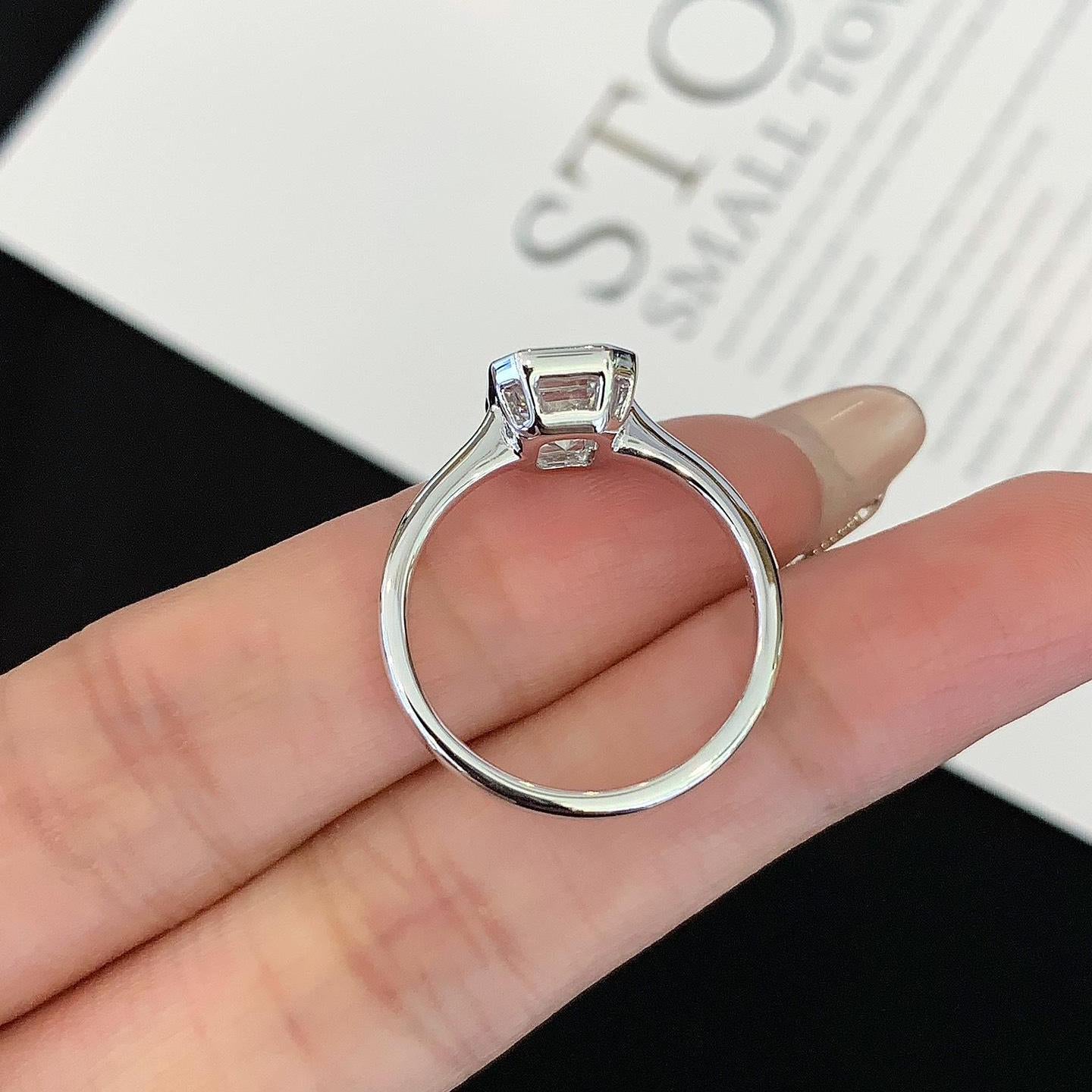 2.00tcw Emerald Lab Grown Diamond Bezel Set Pavé Engagement Ring | IGI Certified | White Gold