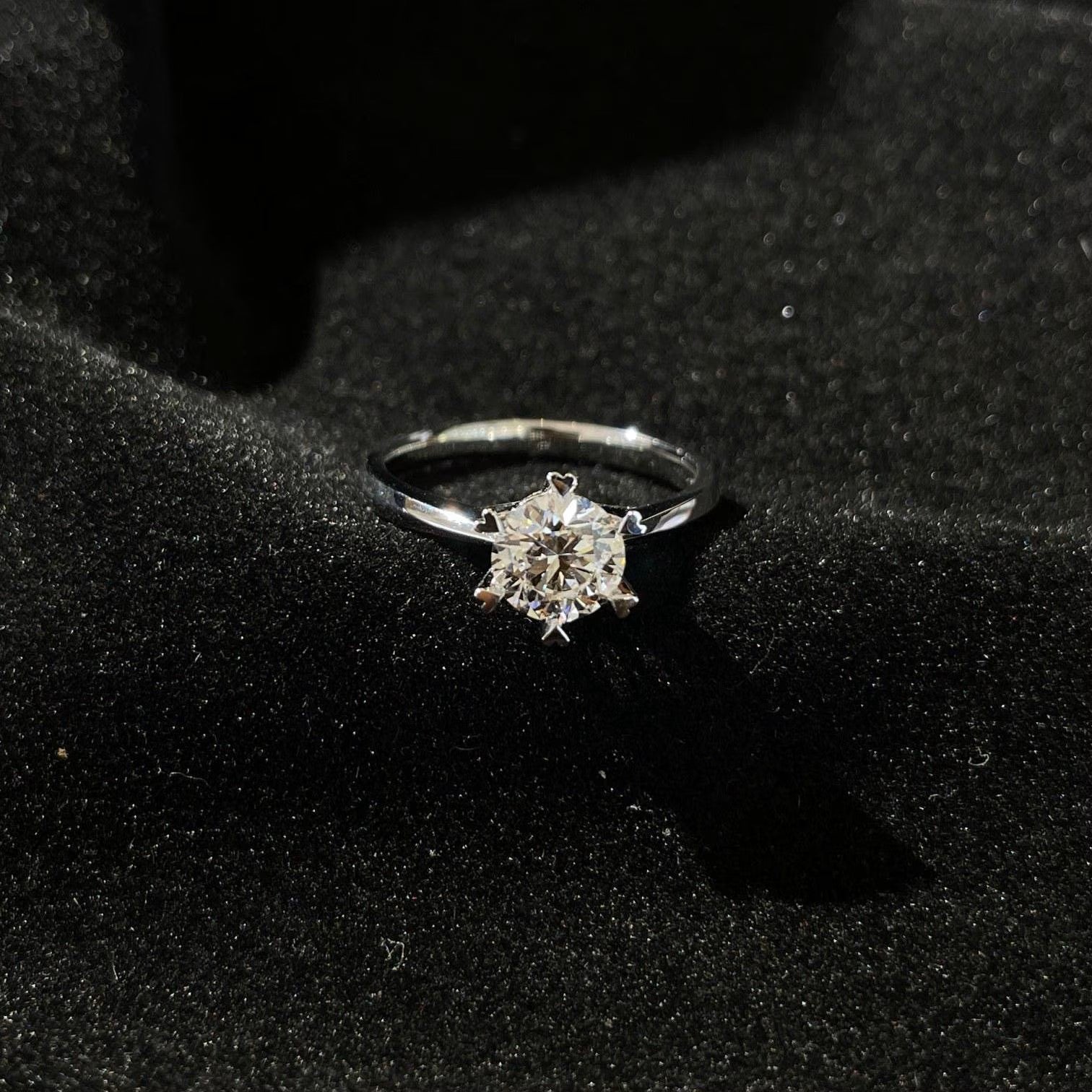 1.50ct Round Lab Grown Diamond Six Heart Claw Engagement Ring | IGI Certified | White Gold