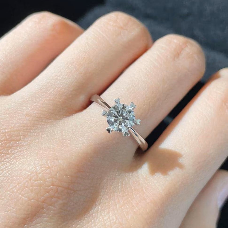 1.50ct Round Lab Grown Diamond Six Heart Claw Engagement Ring | IGI Certified | White Gold