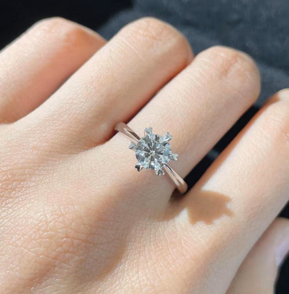 1.50ct Round Lab Grown Diamond Six Heart Claw Engagement Ring | IGI Certified | White Gold
