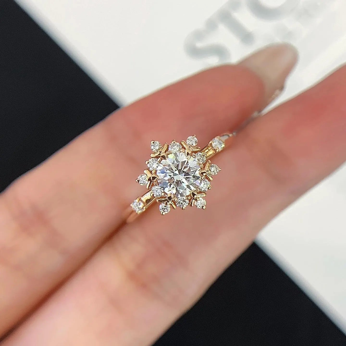 1.30tcw Round Lab Diamond Halo Engagement Ring | Vintage Yellow Gold | IGI Certified