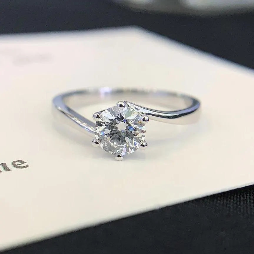 Round 0.70tcw Lab Diamond Bypass Solitaire Ring | IGI Certified | Modern Shank Design