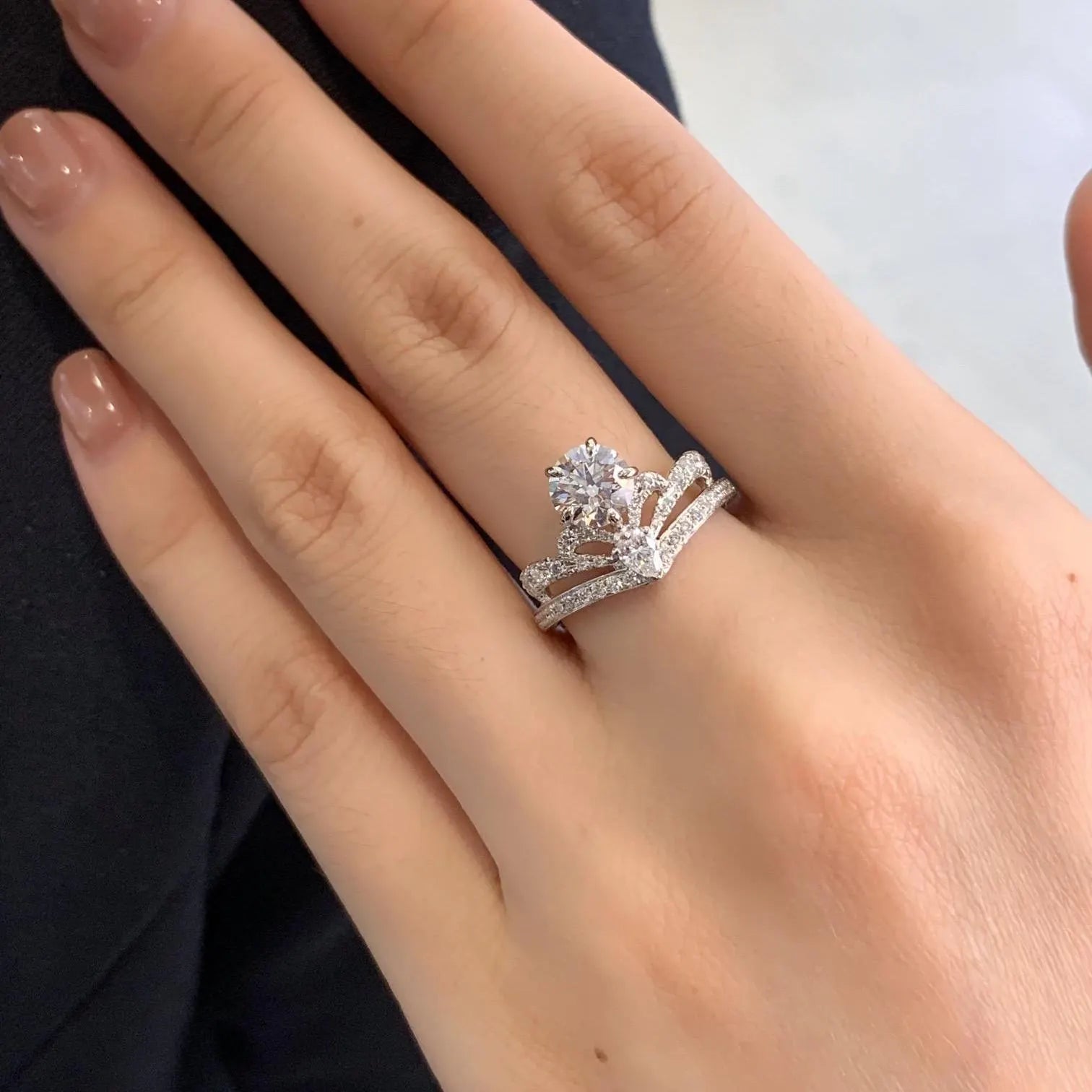 2.00tcw Round And Pear Lab Diamond Unique Engagement Ring | Eco-Friendly & Elegant