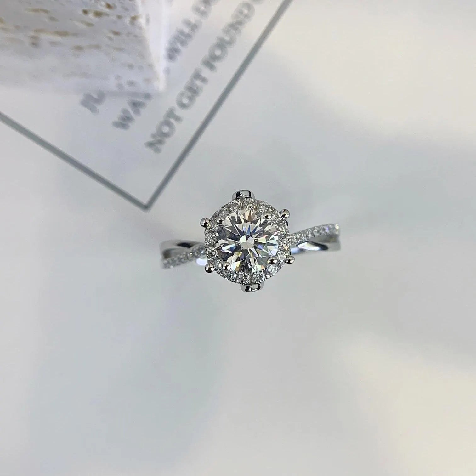 1.30tcw Lab Diamond Halo Ring | Round Cut | Hidden Halo | Split Band | IGI Certified | VVS–VS | White Gold Engagement Ring