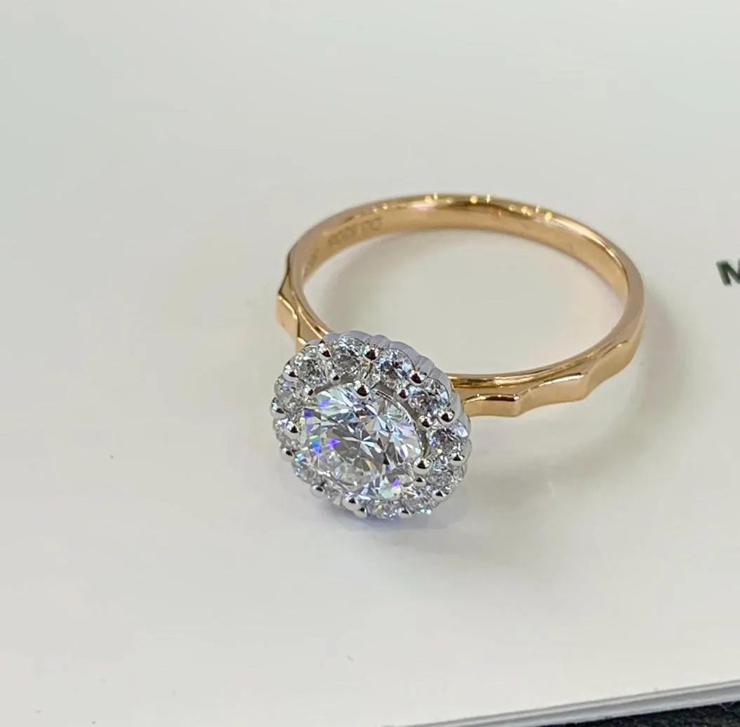 Round 1.60tcw Lab Diamond Halo Engagement Ring | IGI Certified