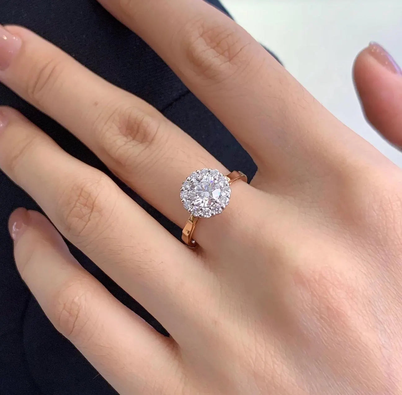 Round 1.60tcw Lab Diamond Halo Engagement Ring | IGI Certified