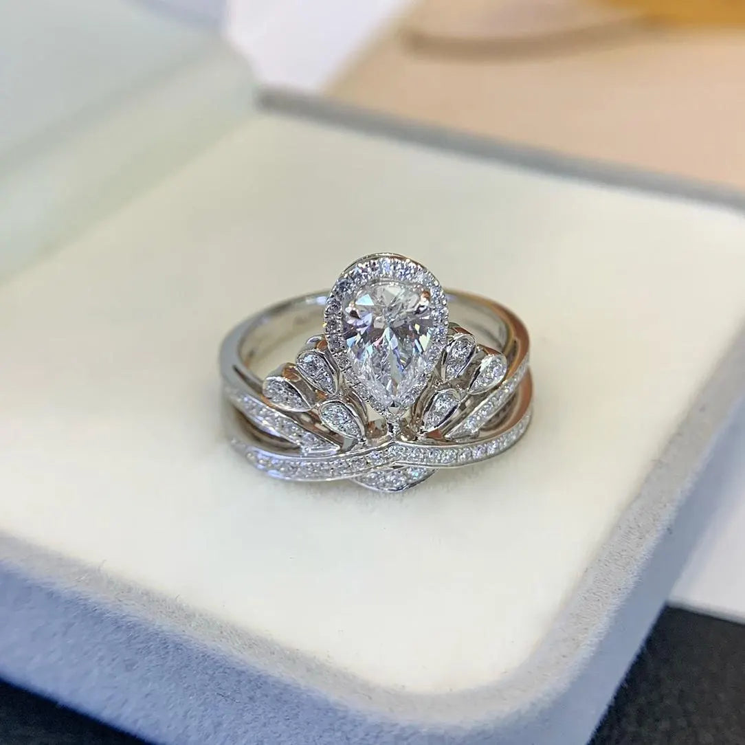 3.50tcw Pear Lab Grown Diamond Engagement Ring | Halo & Side Stones | Unique Gold Design | IGI Certified | DEF Color | VVS Clarity