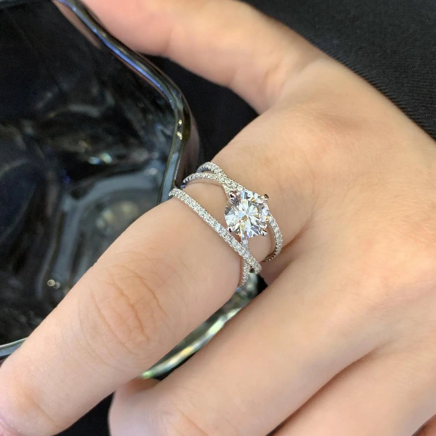 Round 2.00tcw Lab Diamond Triple Wave Band Ring | IGI Certified