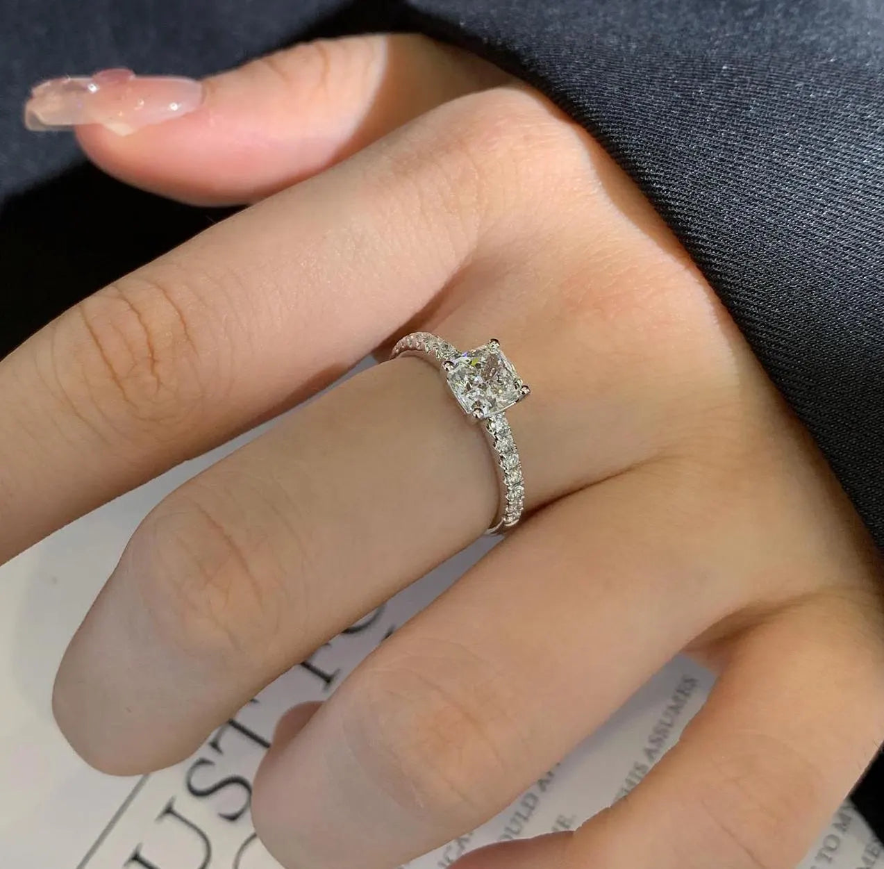 1.20ct Cushion Lab Diamond Basket Solitaire Ring | Pavé Setting | IGI Certified | Custom Gold