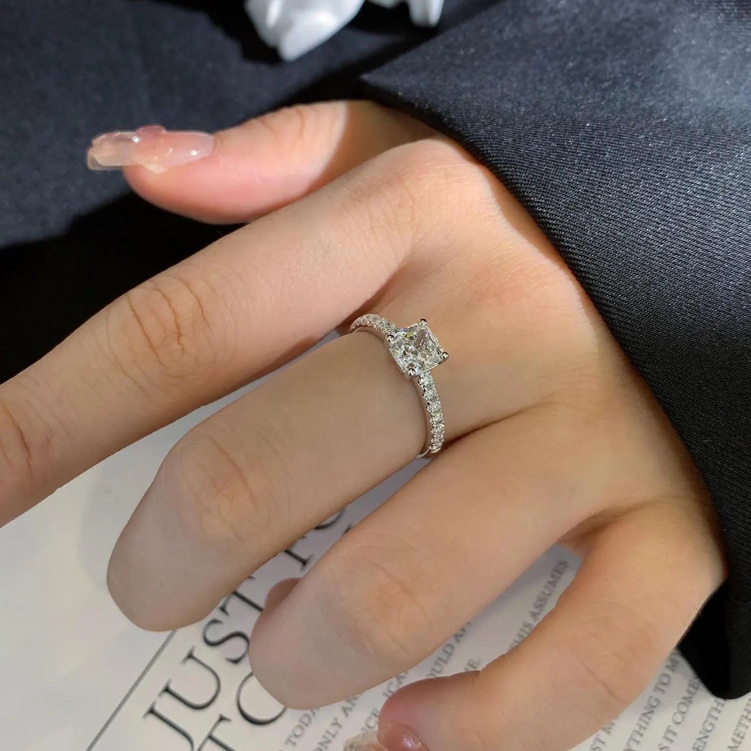 1.20ct Cushion Lab Diamond Basket Solitaire Ring | Pavé Setting | IGI Certified | Custom Gold