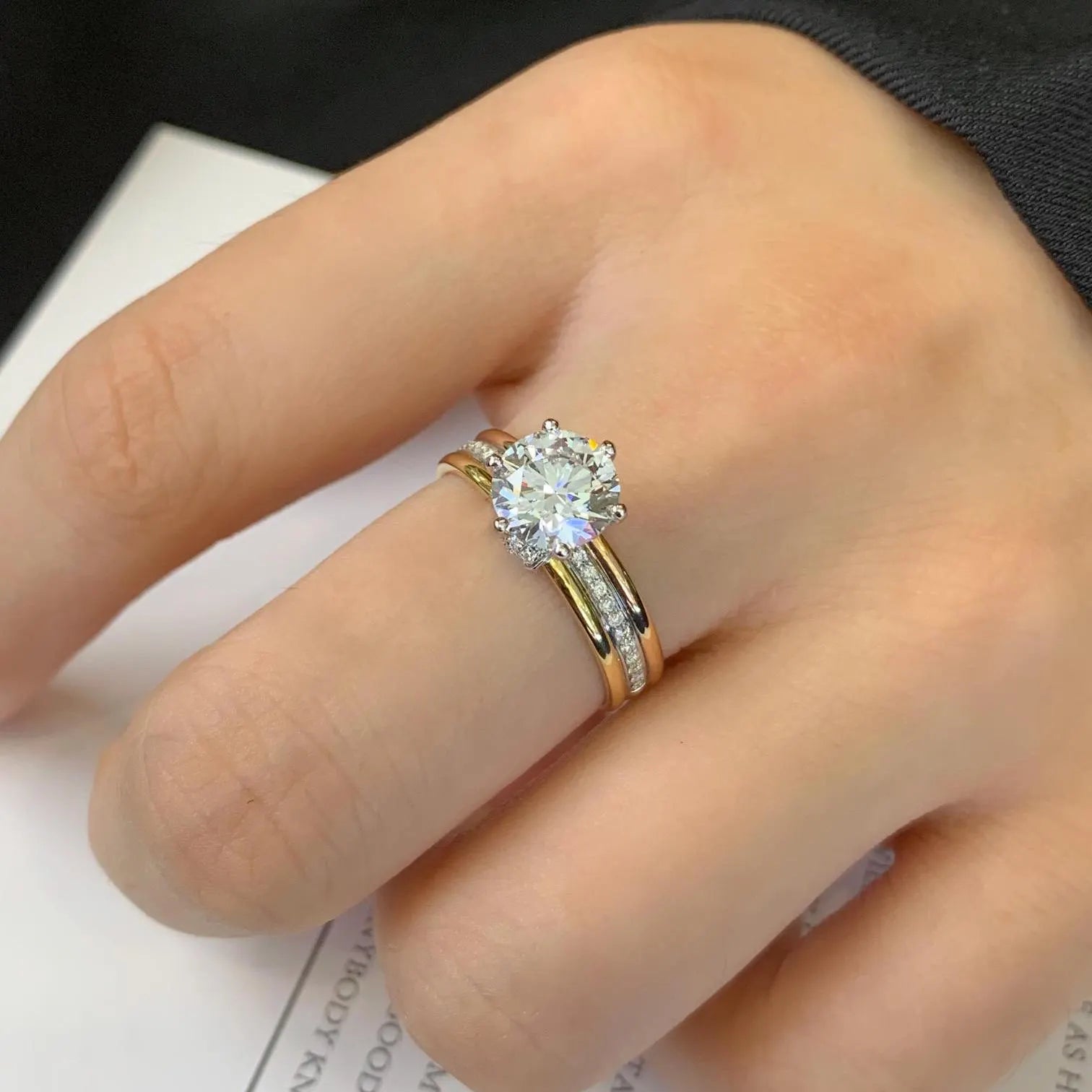 1.70tcw IGI Certified Round Lab Diamond Ring | Yellow Gold Band | White Gold Prongs