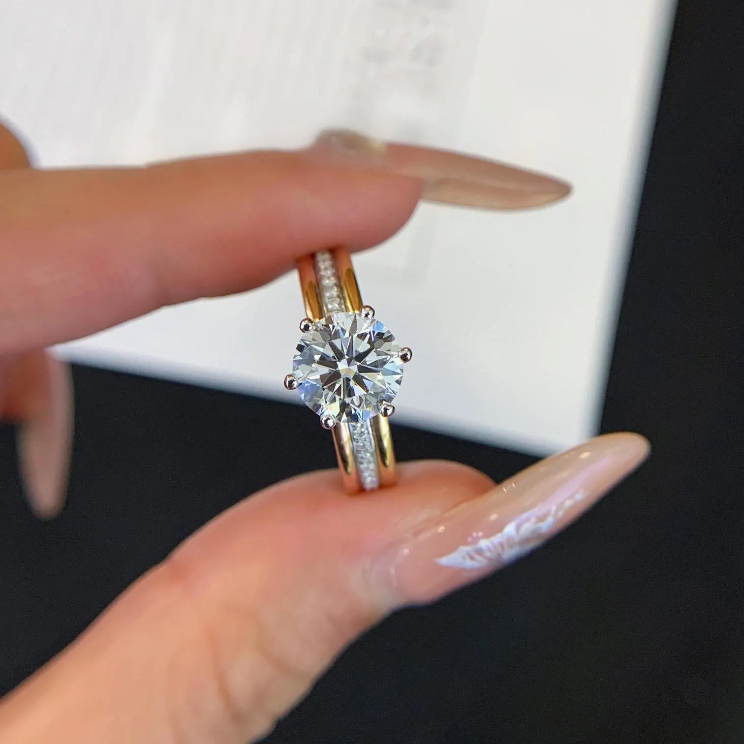 1.70tcw IGI Certified Round Lab Diamond Ring | Yellow Gold Band | White Gold Prongs