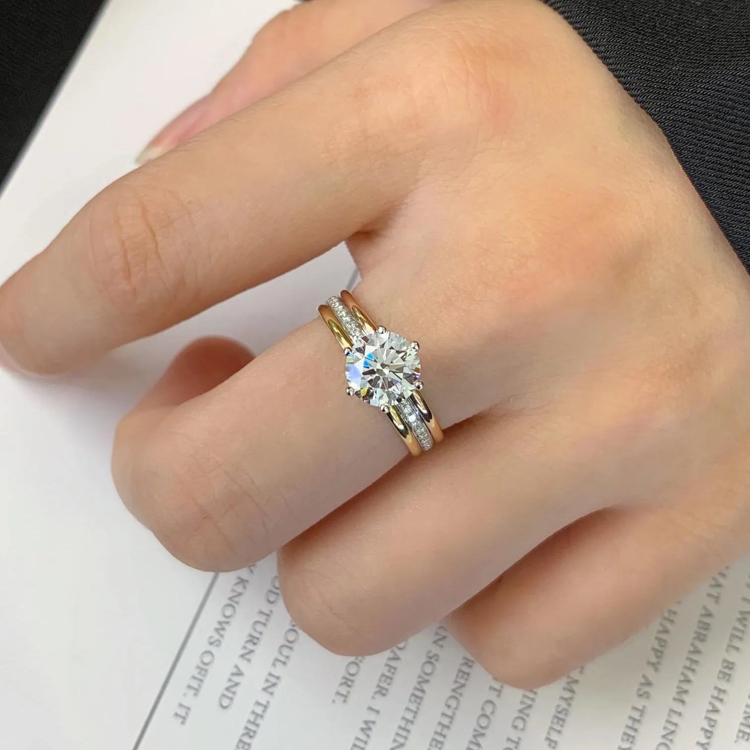 1.70tcw IGI Certified Round Lab Diamond Ring | Yellow Gold Band | White Gold Prongs