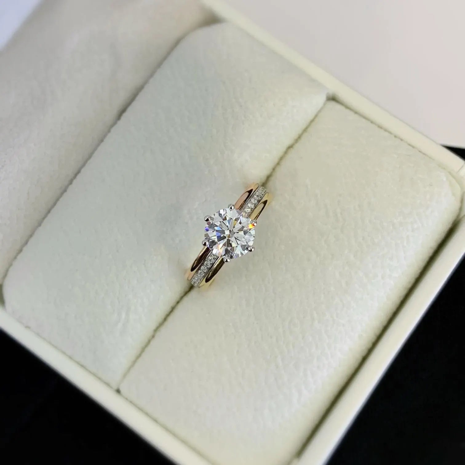 1.70tcw IGI Certified Round Lab Diamond Ring | Yellow Gold Band | White Gold Prongs