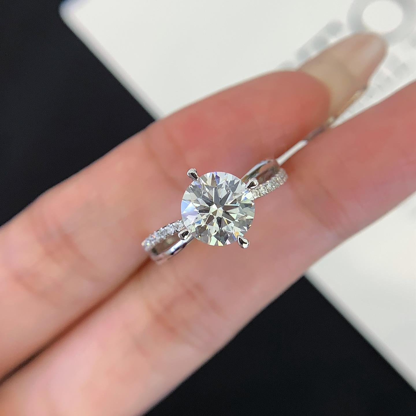 1.70tcw Round Lab Diamond Engagement Ring | Hidden Halo | Two-Tone Band | IGI Certified