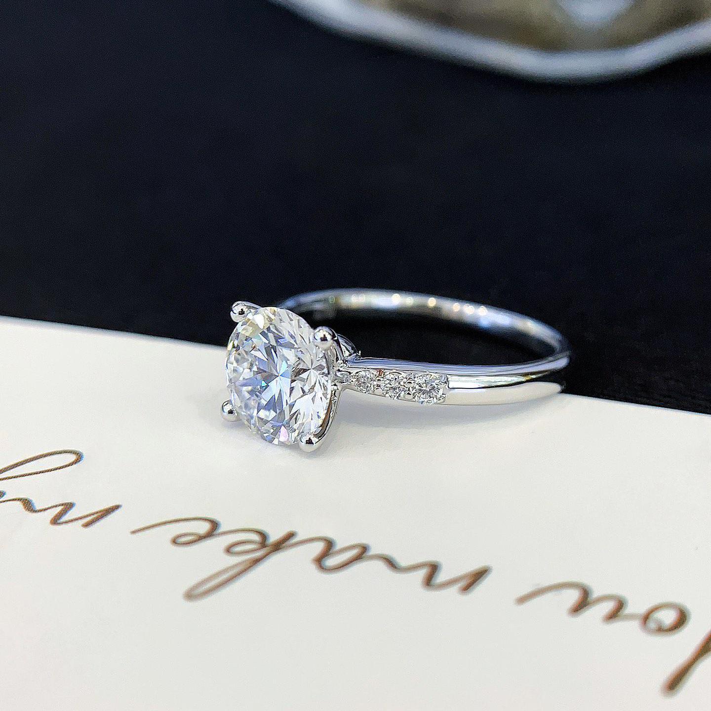 1.80tcw Round Lab Grown Diamond Solitaire Pavé Ring | 1.70ct Center | IGI Certified