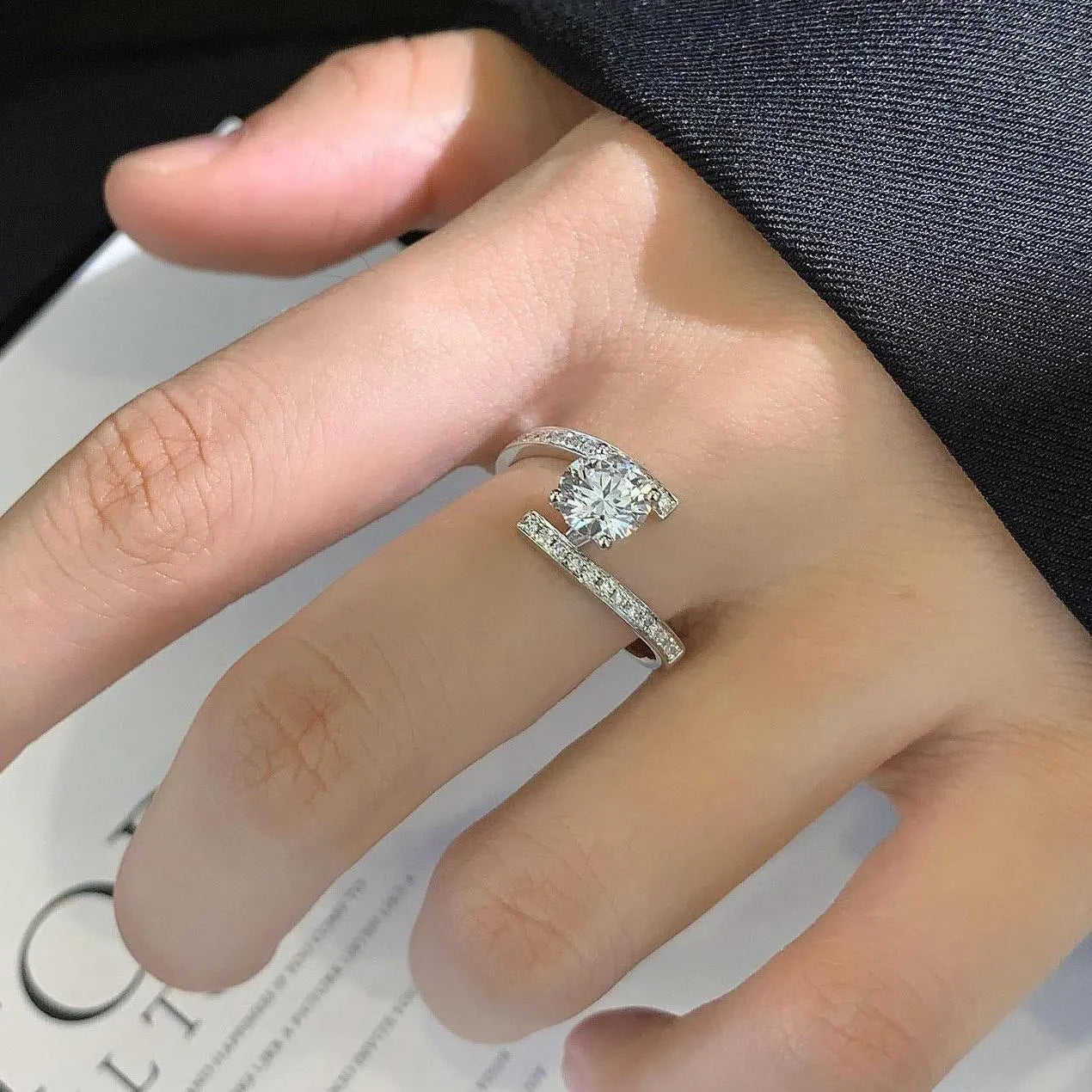 1.70tcw Round Lab Grown Diamond Bypass Solitaire Ring | 1.50ct Center | IGI Certified