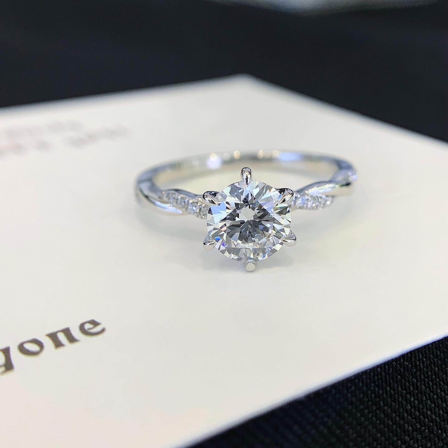 1.50ct Round Lab Grown Diamond Twisted Pavé Engagement Ring | IGI Certified | Ethical Gold