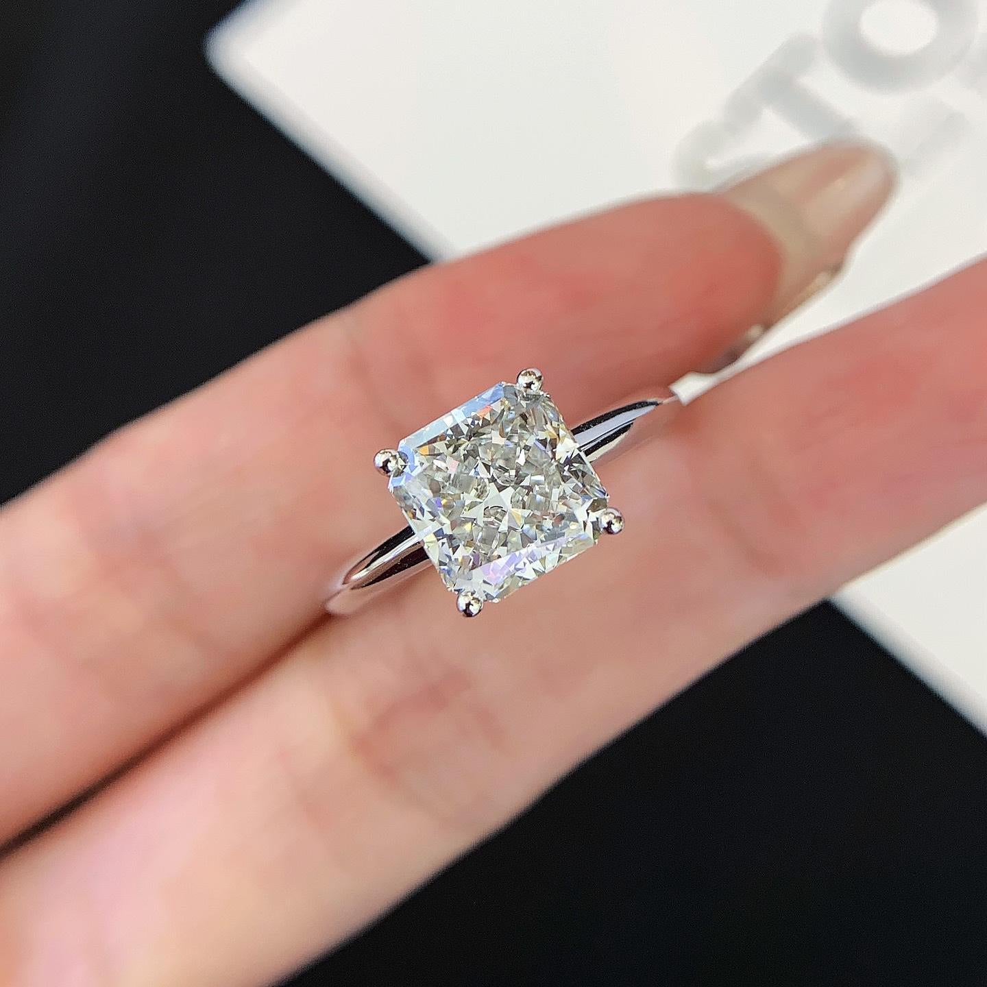 3.00ct Square Radiant Lab Grown Diamond Engagement Ring | Basket Pavé | IGI Certified