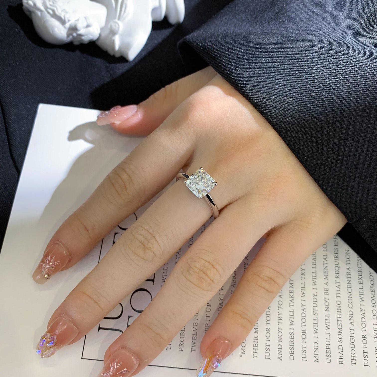 3.00ct Square Radiant Lab Grown Diamond Engagement Ring | Basket Pavé | IGI Certified