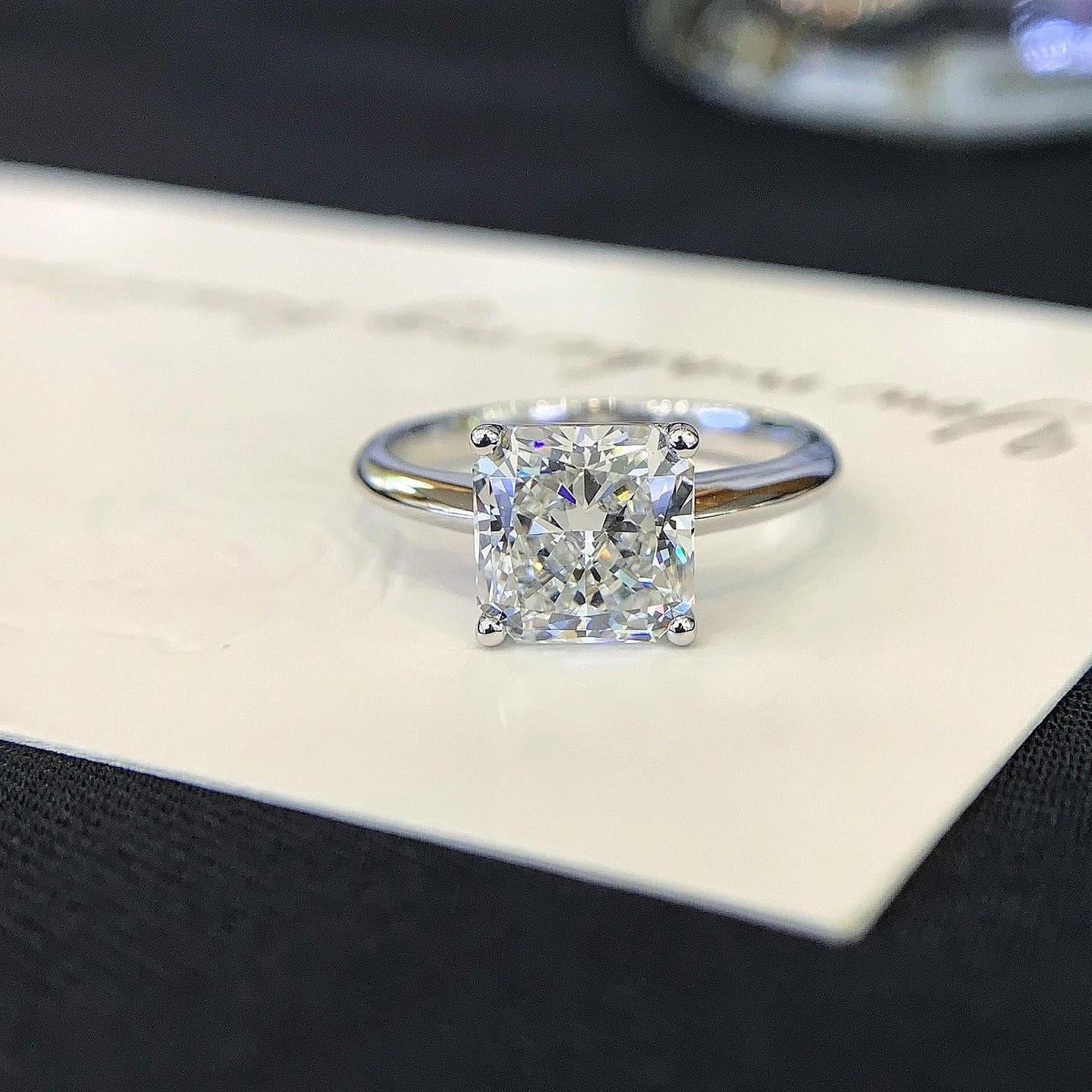 3.00ct Square Radiant Lab Grown Diamond Engagement Ring | Basket Pavé | IGI Certified