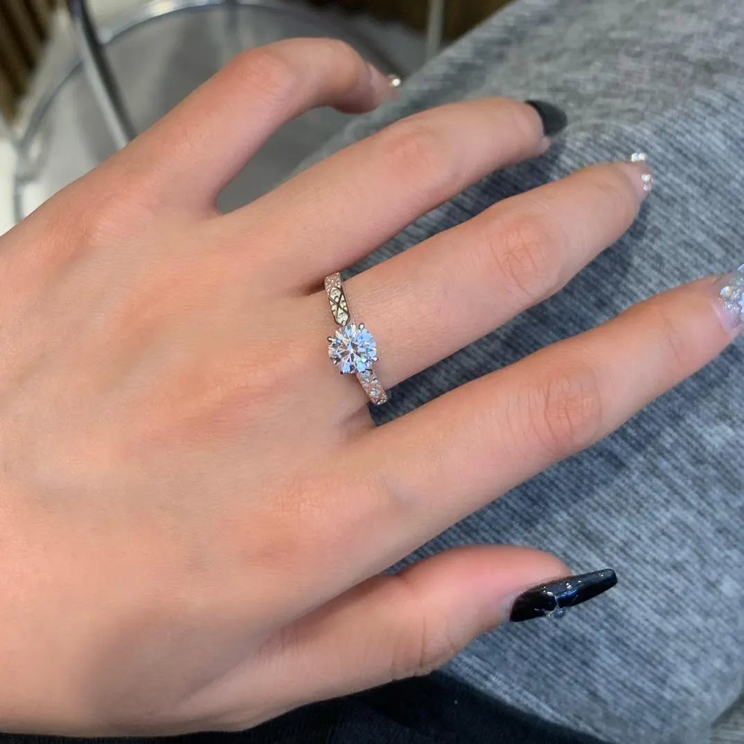 Round 1.20tcw Lab Diamond Cathedral Shank Ring | IGI Certified