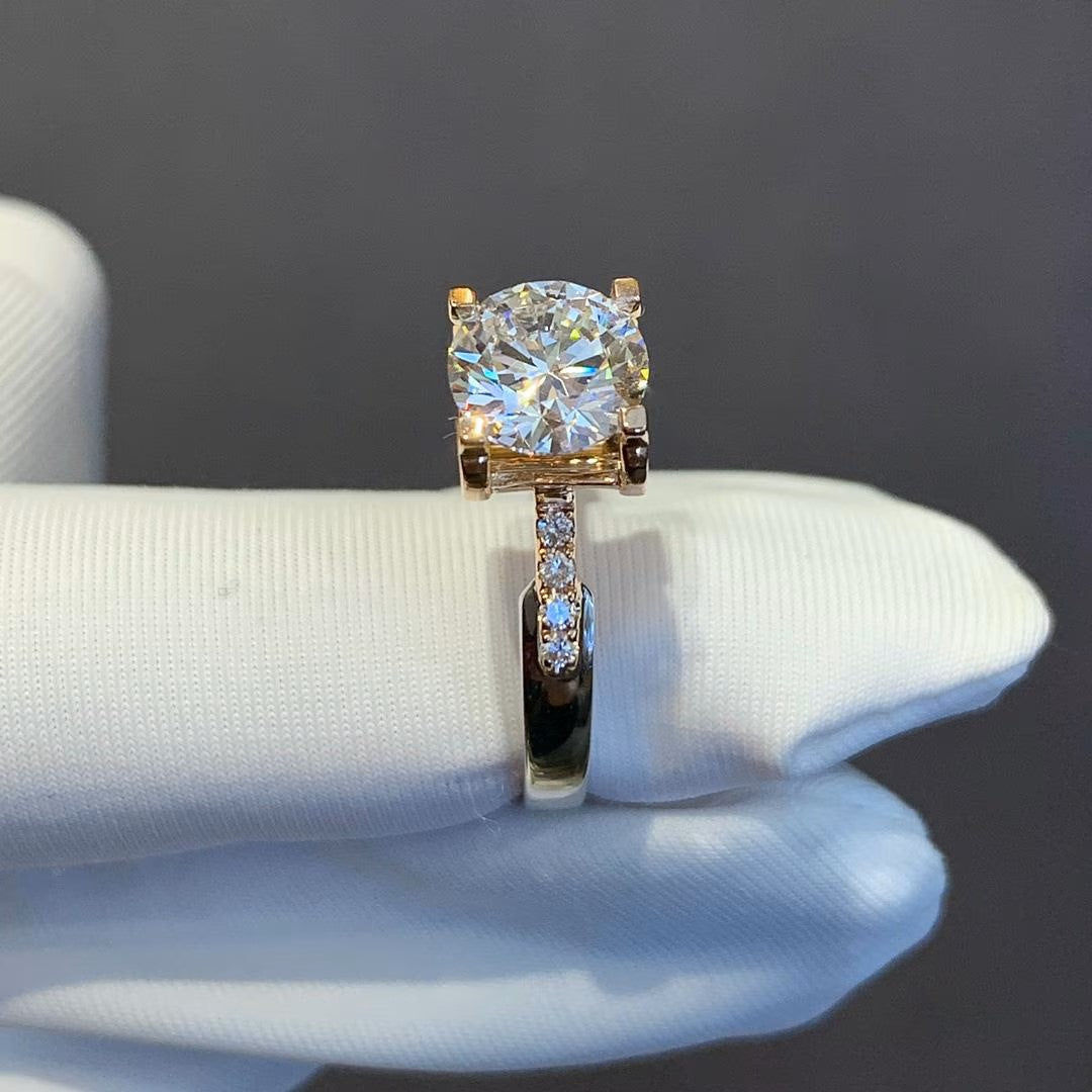 1.10tcw Round Diamond Ring | Two-Tone Engagement Ring | Ethical Lab Diamond