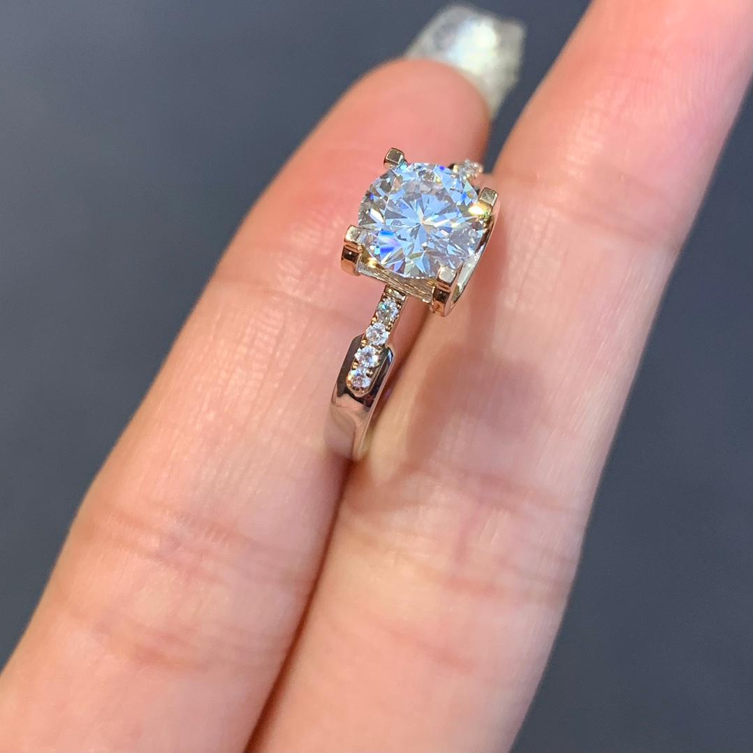 1.10tcw Round Diamond Ring | Two-Tone Engagement Ring | Ethical Lab Diamond